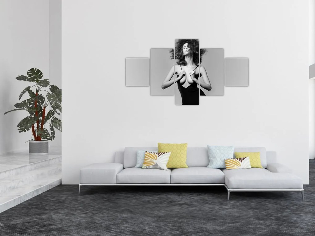 Obraz kobiety w czarnej sukience (125x70 cm)