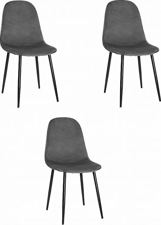 Krzesło Valora COMO, ciemnoszare, aksamitne, ergonomiczne, x3