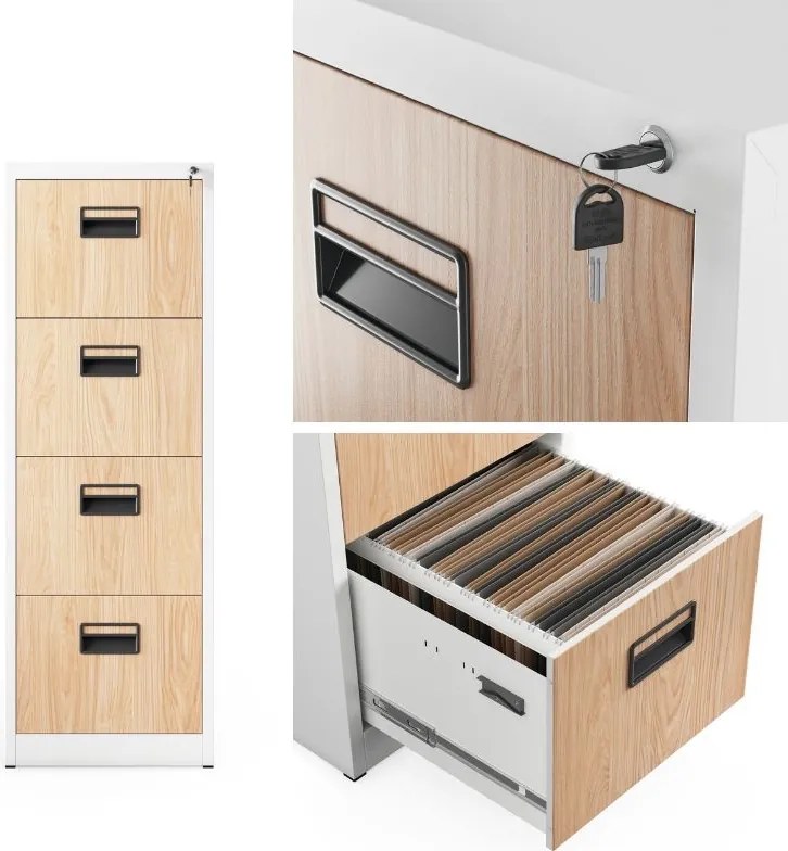 Szafka kartotekowa Eco Design Sara V004 46x62x132 cm biały/dąb sonoma