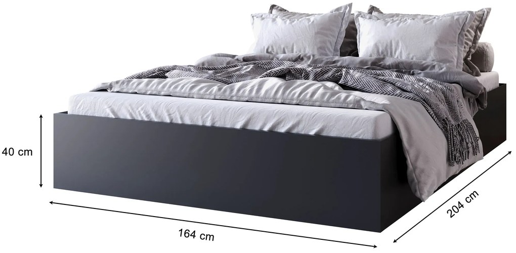 Czarne łóżko z materacem i pojemnikiem 160x200 K6-R02