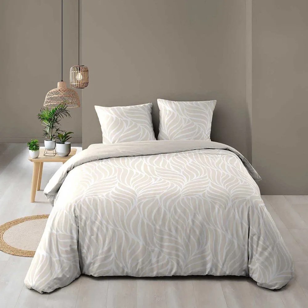 Beżowa bawełniana pościel dwuosobowa 3-częściowa 240x220 cm Morgane – douceur d'intérieur