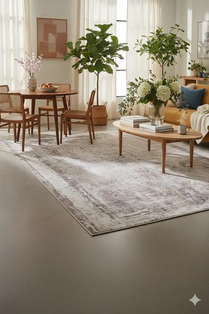 Jasnobrązowy dywan nowoczesny przecierany E7-P51