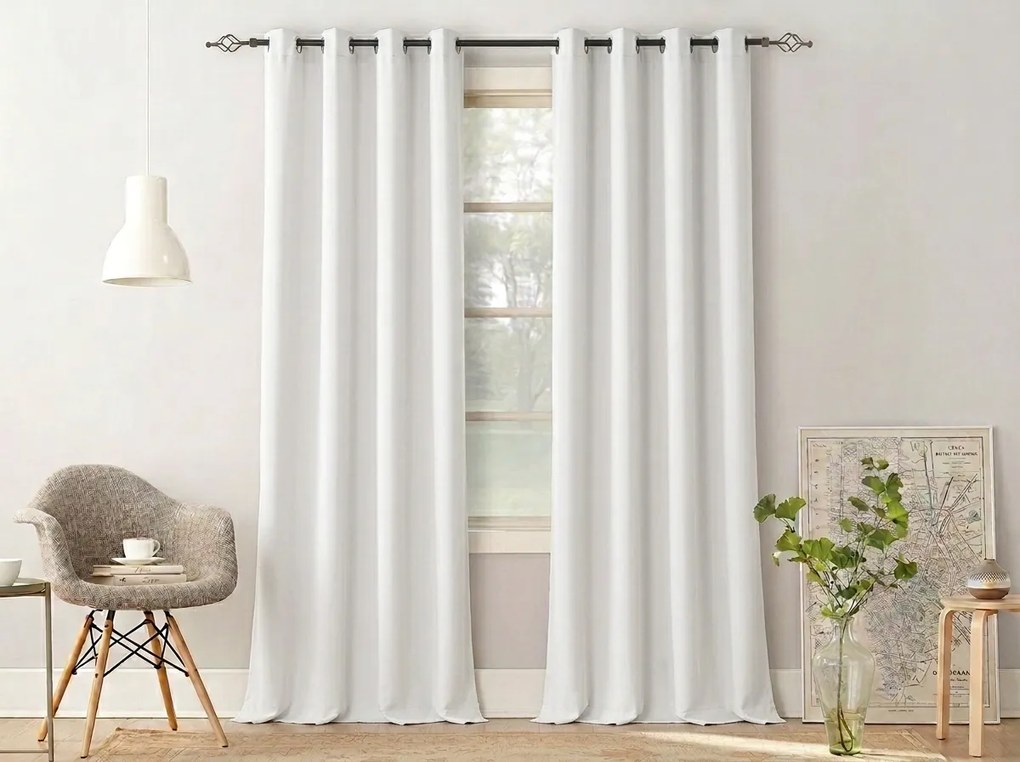 Zasłona OXFORD LIGHT 140x250 cm, biała Zawieszanie: Taśma z wiązaniami
