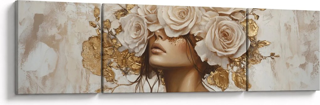 Obraz - Dziewczyna z różami (170x50 cm)