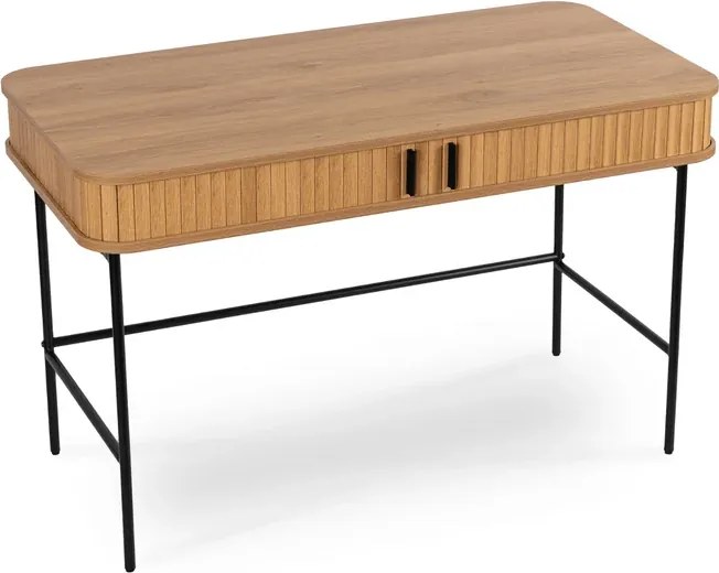 Biurko Rozsuwane TRISH 120 cm Dąb Ryflowane Nowoczesne Loft