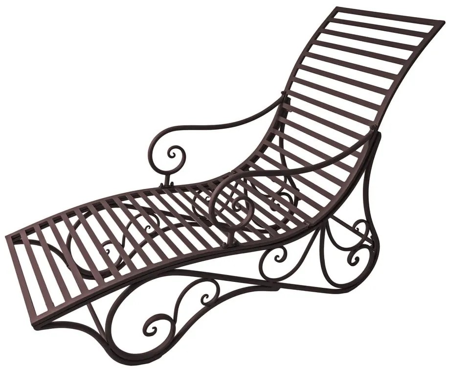 Ciemnobrązowy metalowy leżak ogrodowy Kuwa – Garden Pleasure