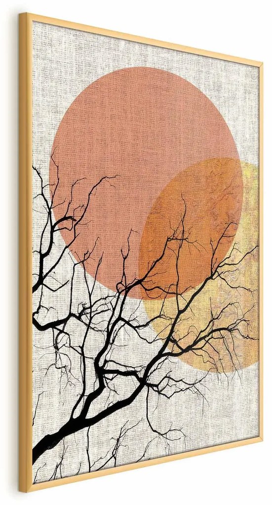 Plakat Podwójny księżyc 40x60 cm z ramą złotą bez marginesu ARTGEIST B