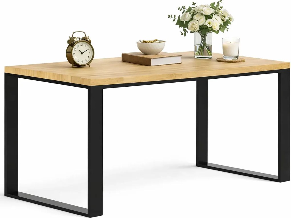 Dębowe długie industrialne biurko komputerowe 170x70 H8-K14