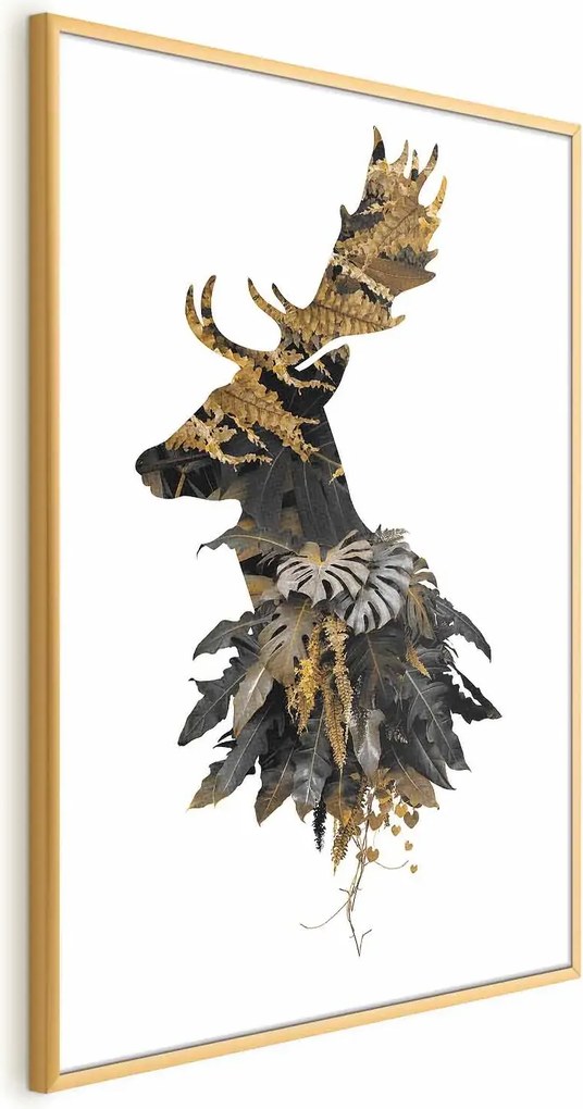 Plakat Leśny jeleń 60x90 cm z ramą złotą bez marginesu ARTGEIST B