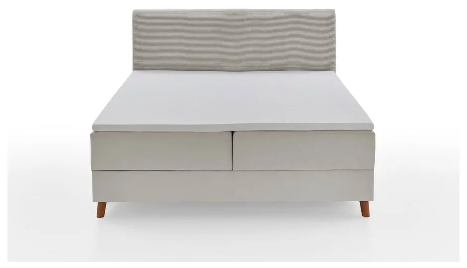 Beżowe łóżko boxspring ze schowkiem 160x200 cm Memphis − Meise Möbel