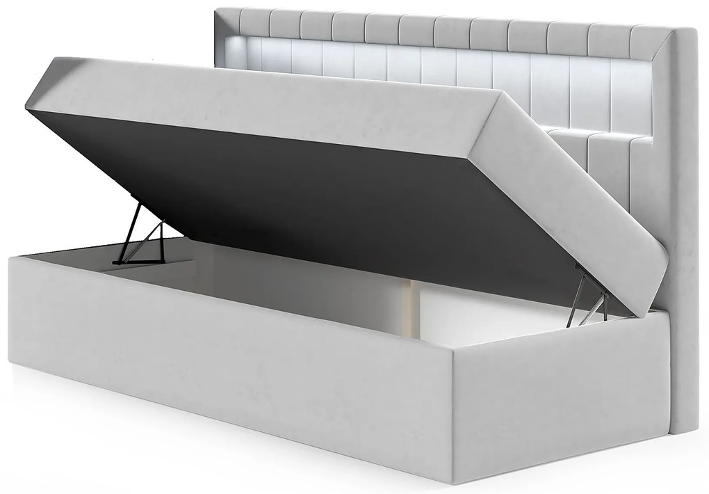 Granatowe łóżko kontynentalne z pojemnikiem 3 rozmiary R9-W32