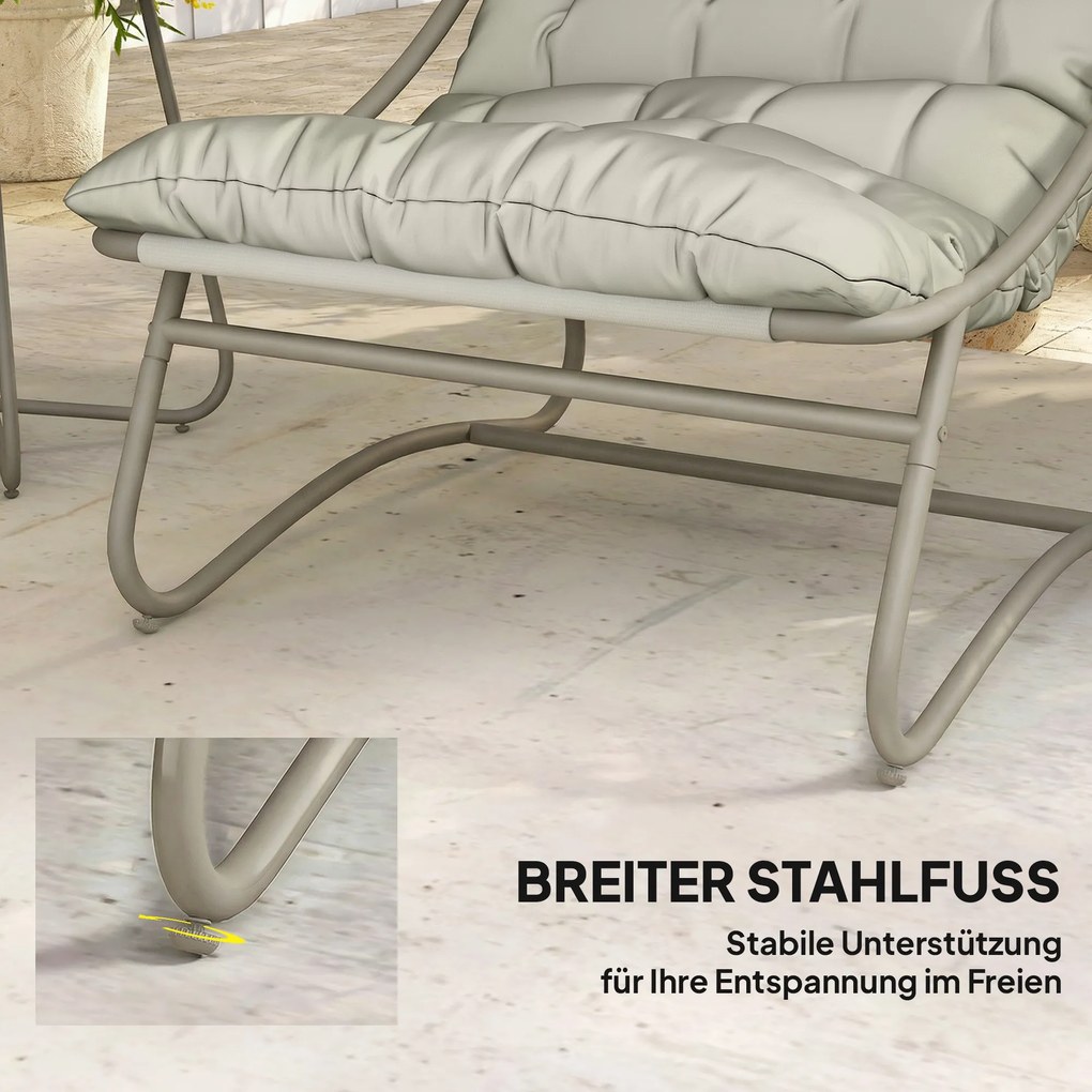 Outsunny Zestaw balkonowy 3-częściowy z poduszkami i stolikiem, stalowa konstrukcja, jasnoszary | Aosom PL