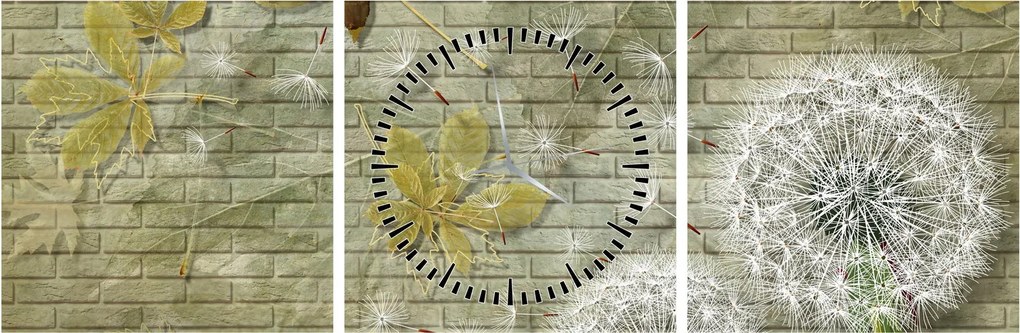 Obraz - Dmuchawce unoszone wiatrem (z zegarem) (90x30 cm)