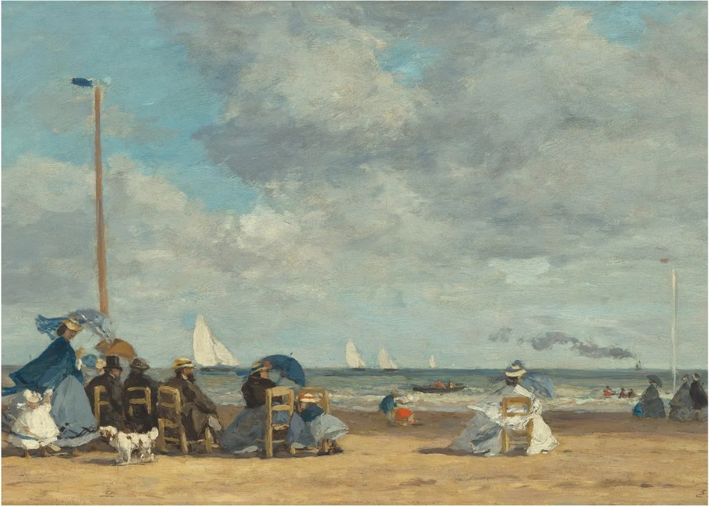 Obraz na szkle - Eugène Boudin, Beach at Trouville, reprodukcje (70x50 cm)