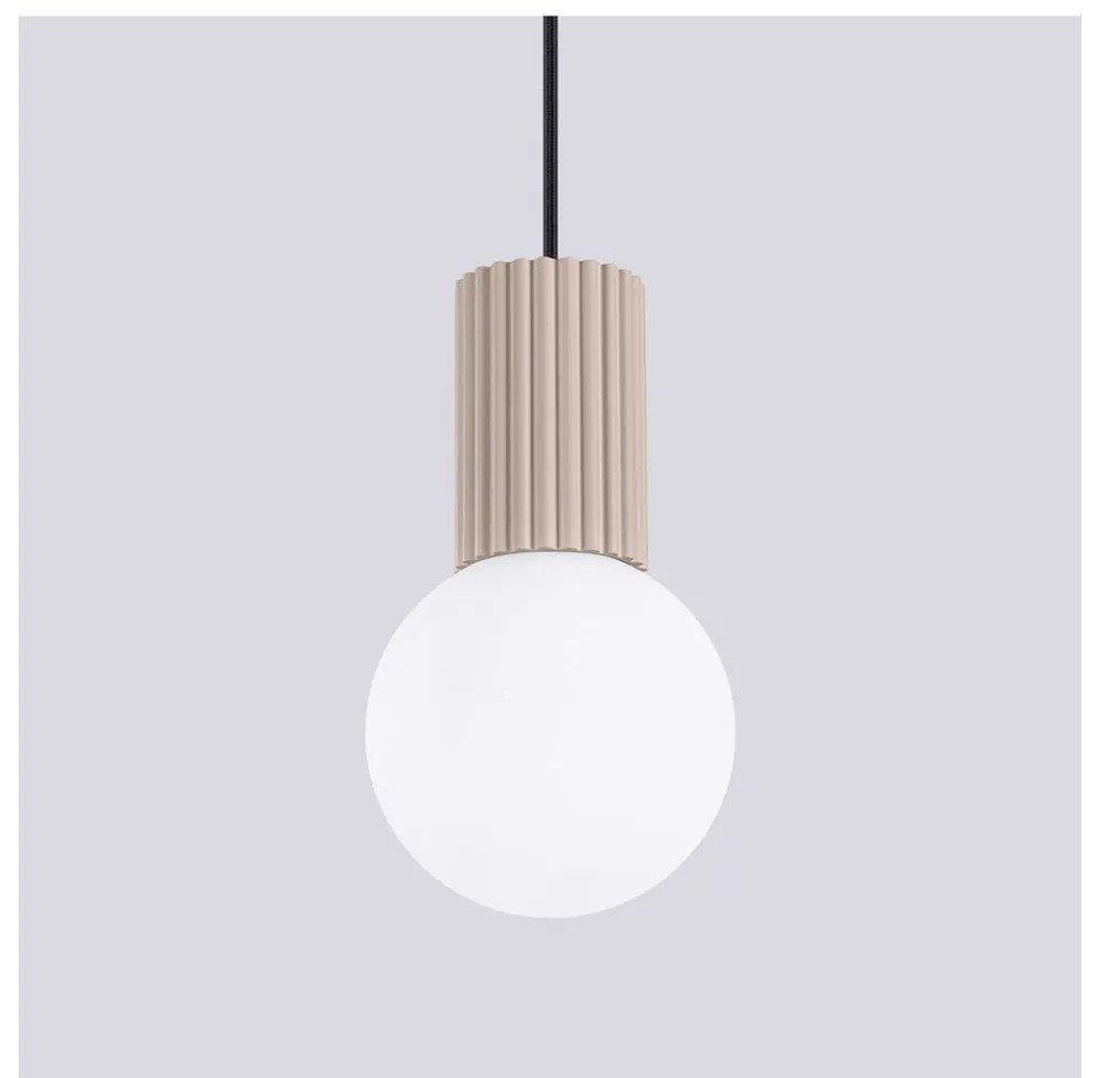 Szarobrązowa lampa wisząca ze szklanym kloszem ø 12 cm Orbital – Nice Lamps
