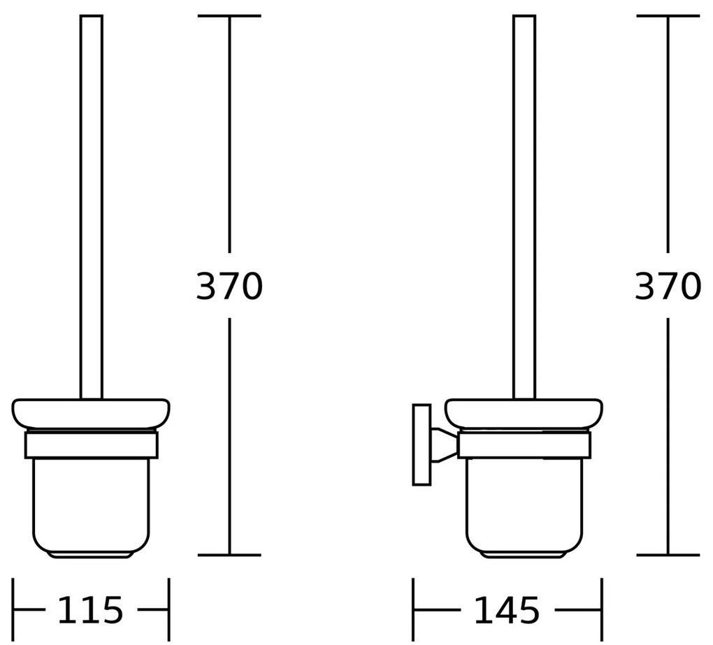 AQUALINE SB208 Samba szczotka do WC naścienna,  szkło mleczne, czarny