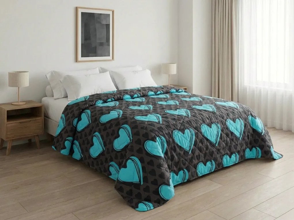 Narzuta na łóżko KASUGA, turkusowy Rozmiar: 170 x 210 cm