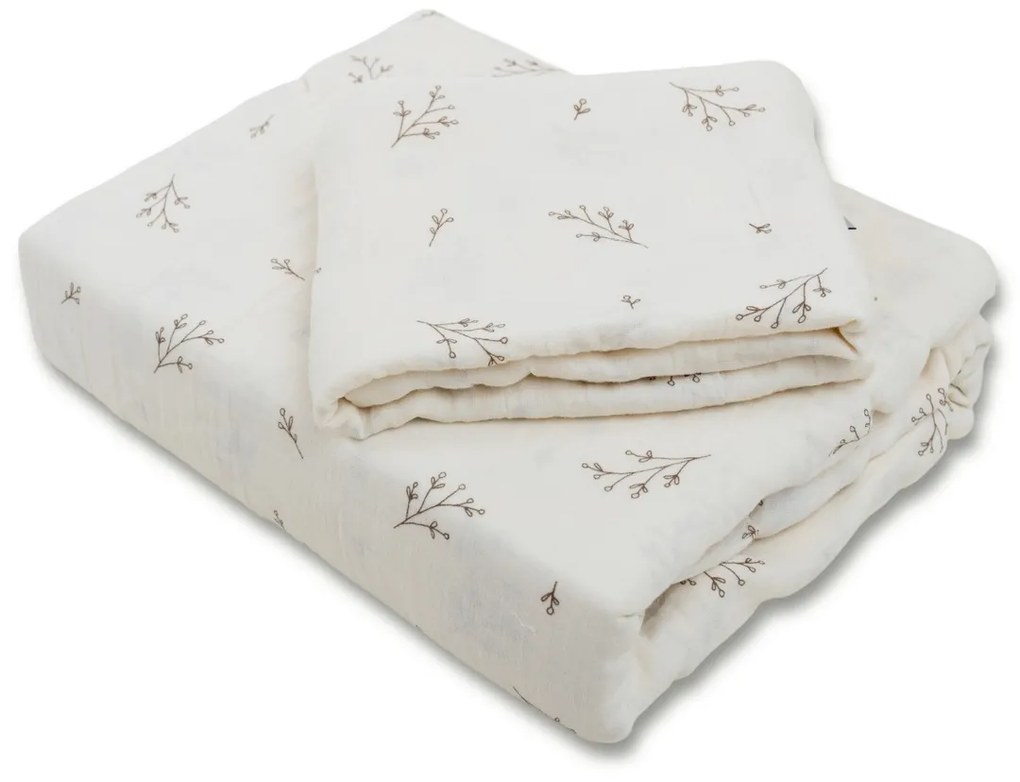 Matex Pościel muślinowa Gałązka, 140 x 200 cm, 70 x 90 cm