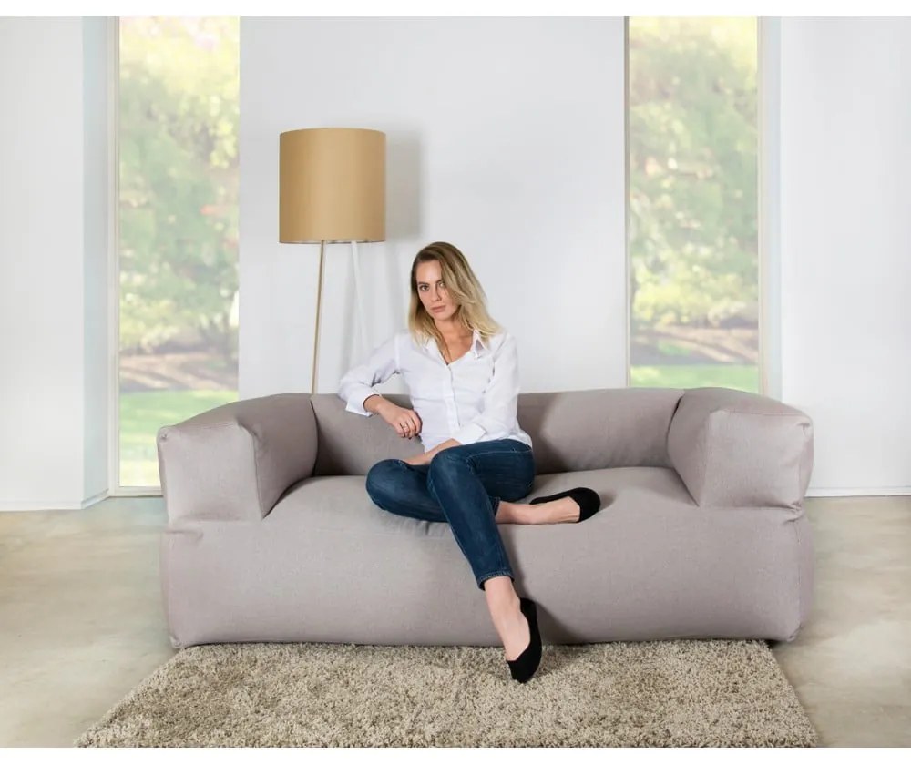 Jasnoszary worek do siedzenia z materiału bouclé Sofa MooG – SLOWDOWN