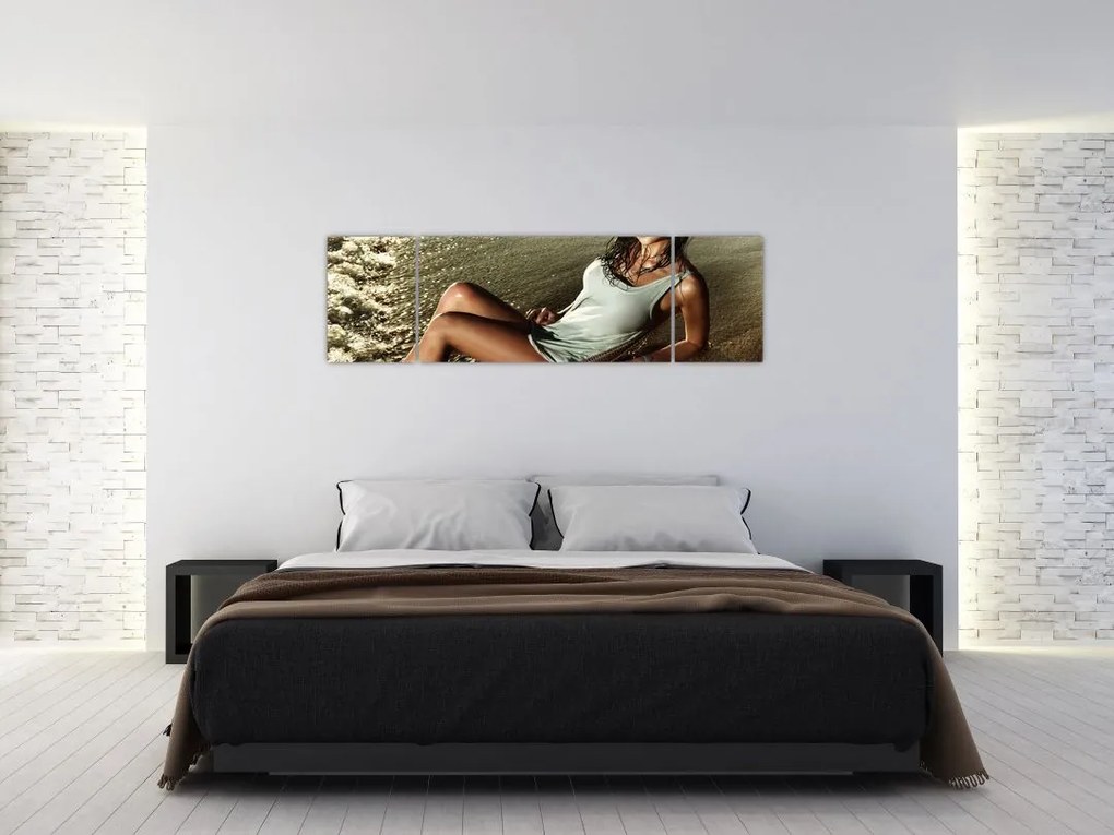 Obraz kobiety na plaży (170x50 cm)