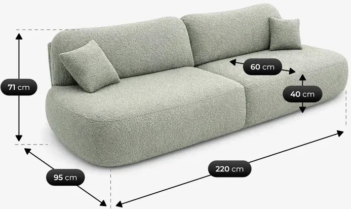 Sofa AVERIO Rozkładana Dwuosobowa Szara Boucle Japandi