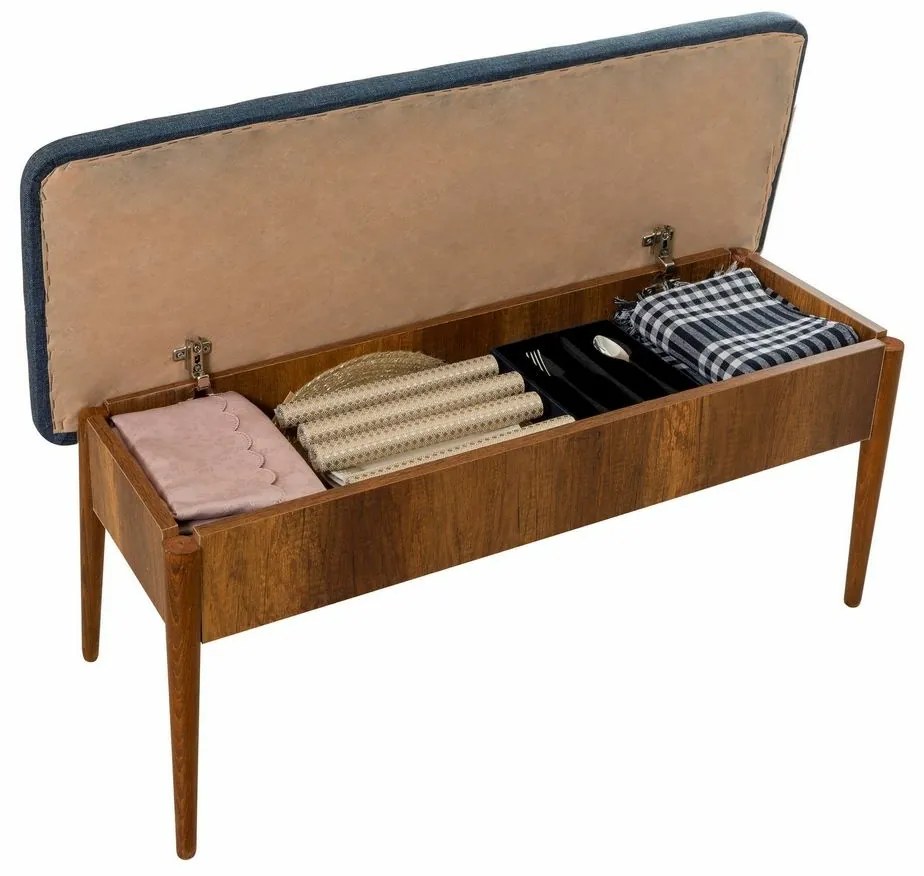 Ławka Vina Dark Blue and Walnut