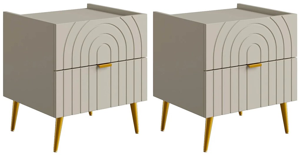 Zestaw 2 szafek nocnych z 2 szufladami - Beżowy - NORSIM marki Pascal Morabito