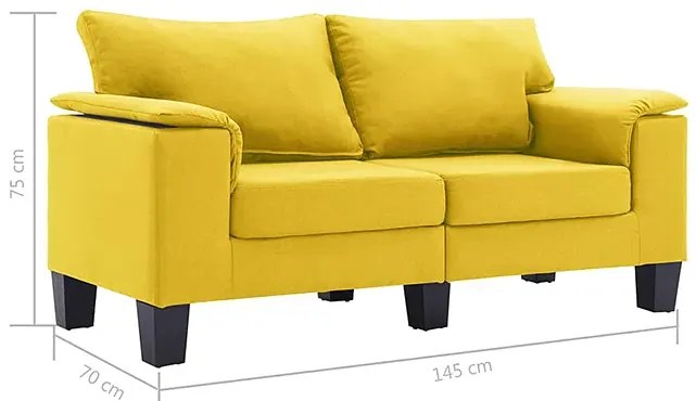 2-osobowa żółta sofa z podłokietnikami - Ekilore 2Q