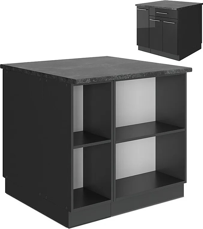 Wyspa kuchenna antracyt wysoki połysk 90x60x82 fame-line