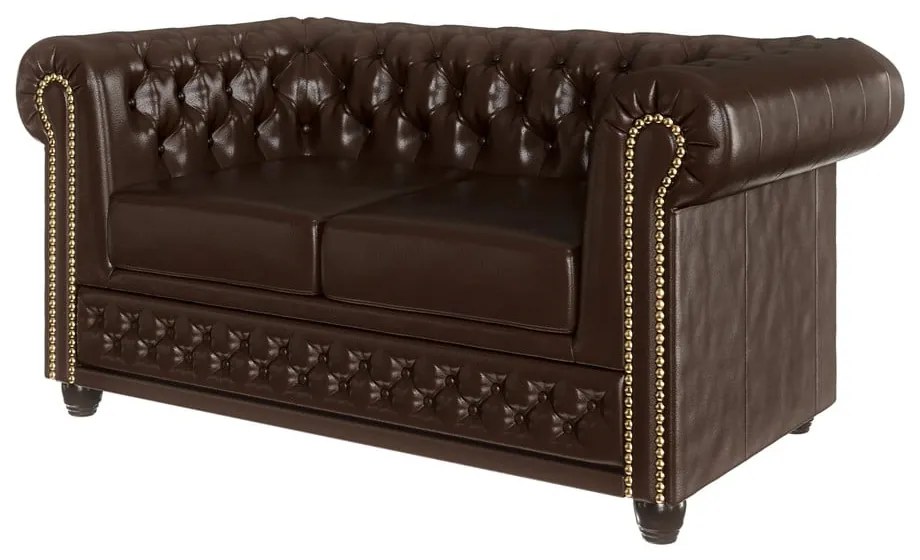 Ciemnobrązowa sofa z imitacji skóry 148 cm York – Ropez