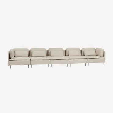 Modułowa Sofa 5-częściowa Oriol Tkaniny Beżowy Krem - Sklum