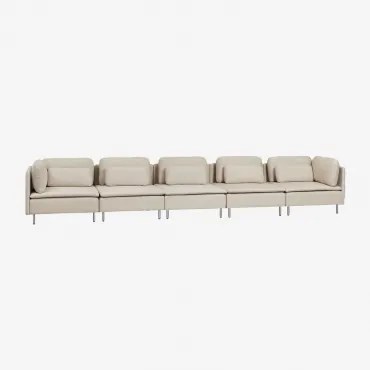 Sofa Modułowy 5-częściowy Oriol Tkaniny Beżowy Krem - Sklum