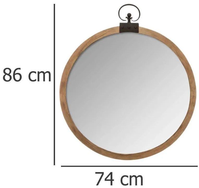 Lustro ścienne, okrągłe, dekoracyjne w oprawie MDF, Ø 74 cm