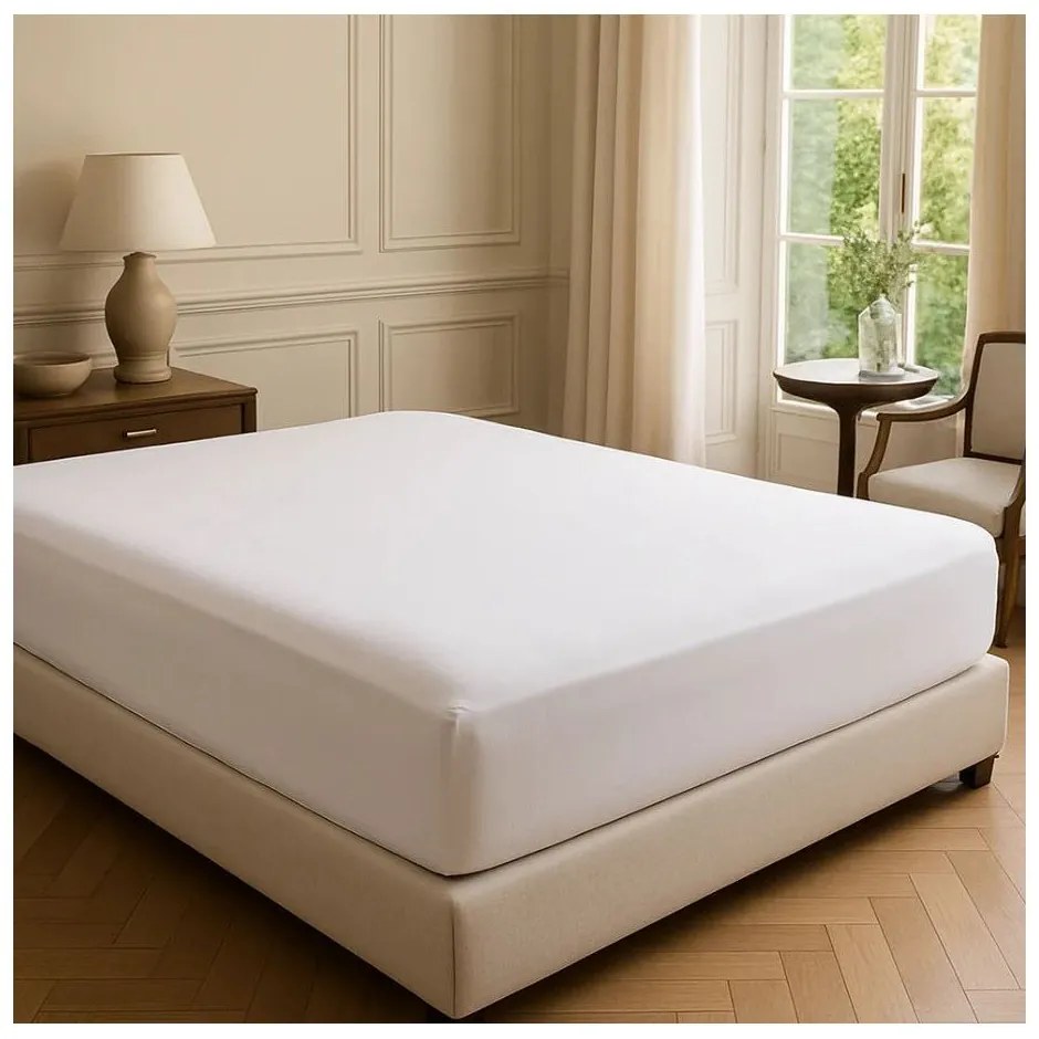 Białe prześcieradło z bawełny renforcé z gumką 200x180 cm Ranforce – Mila Home Luxury