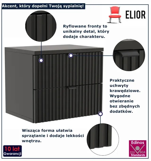 Wisząca czarna szafka nocna K3-E24