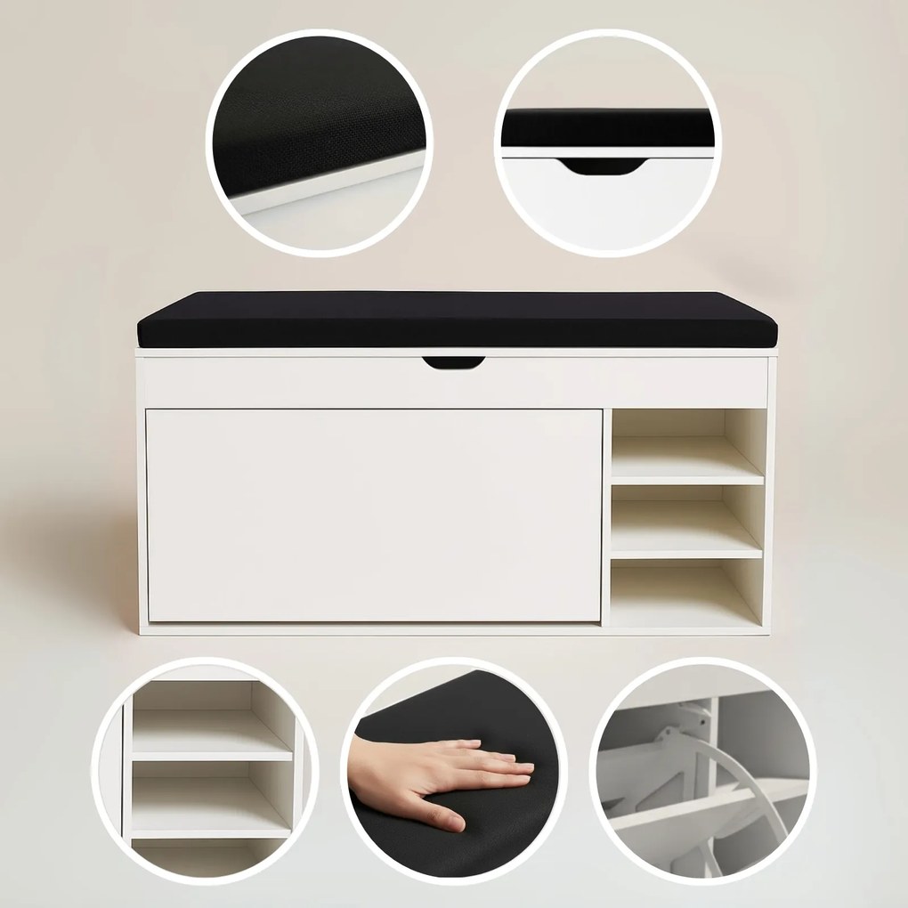 Szafka na buty z siedziskiem i wysuwanymi półkami GRADIA, 100 x 34 x 50 cm