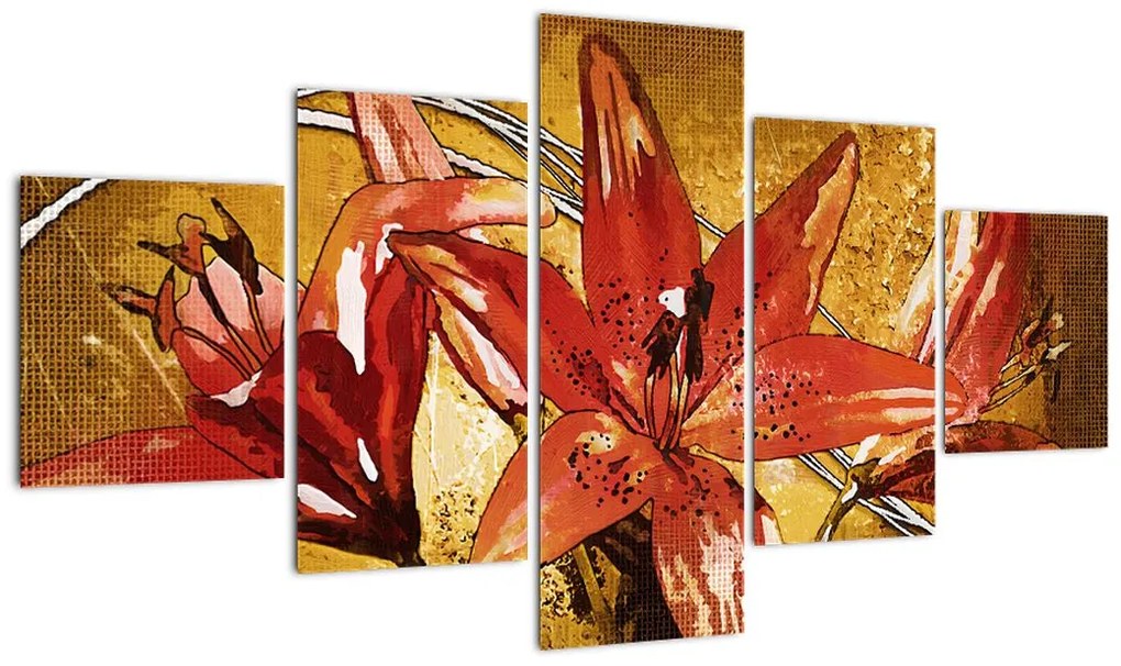 Obraz kwiatów lilii (125x70 cm)