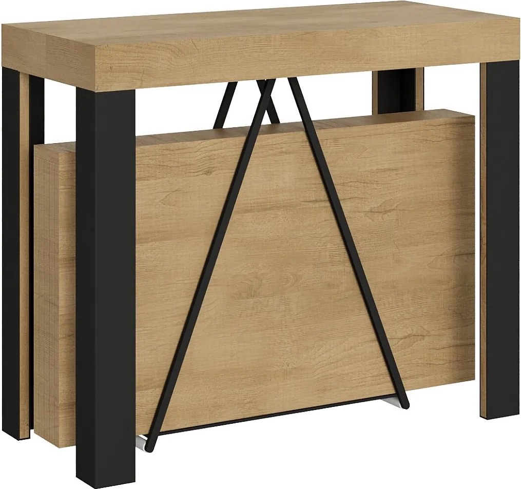 Konsola rozkładana 90x40/300 cm Tarax dąb naturalny rama w kolorze antracytu