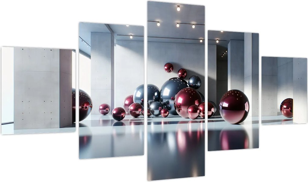 Obraz - 3D przestrzeń z kulami II. (125x70 cm)