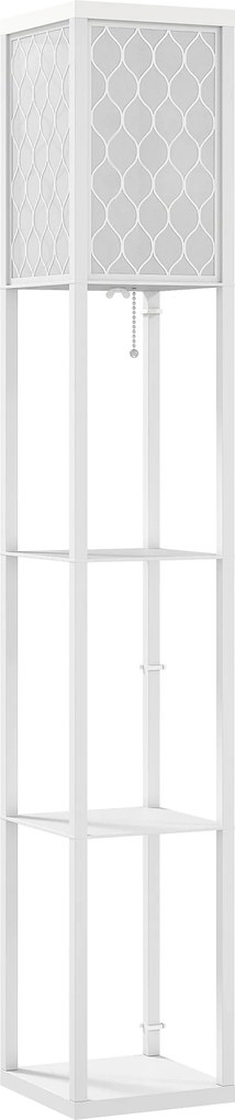 HOMCOM Lampa stojąca z półką, 3 półki, kompaktowe wymiary, MDF, biały | Aosom PL