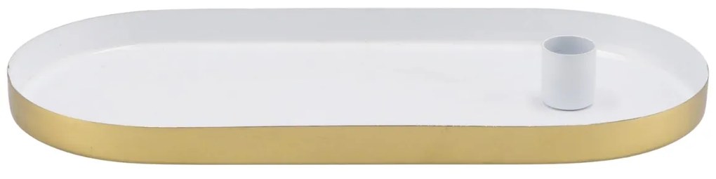 Świecznik metalowy owalny MARAKESH 30cm, biały
