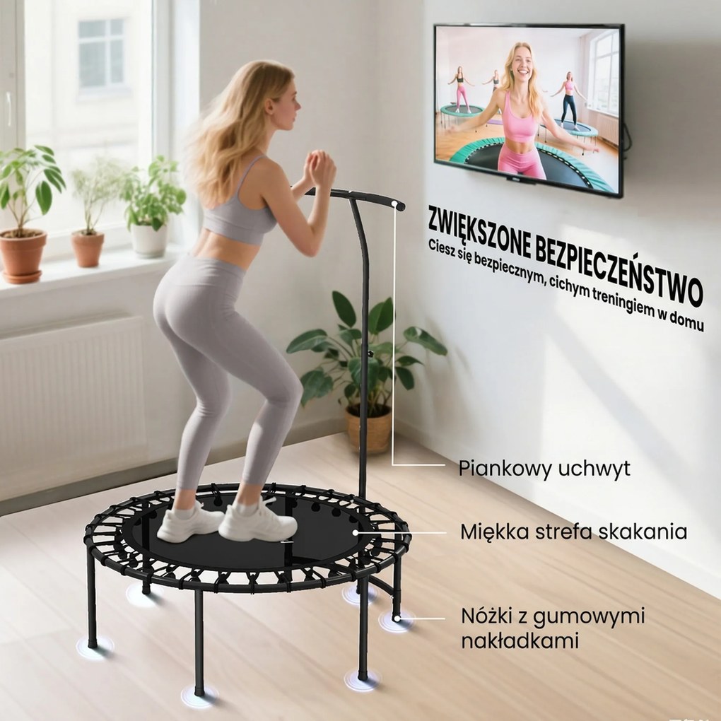 SPORTNOW Trampolina Rebounder, 5-stopniowy regulowany uchwyt, trampolina do treningu, Czarny