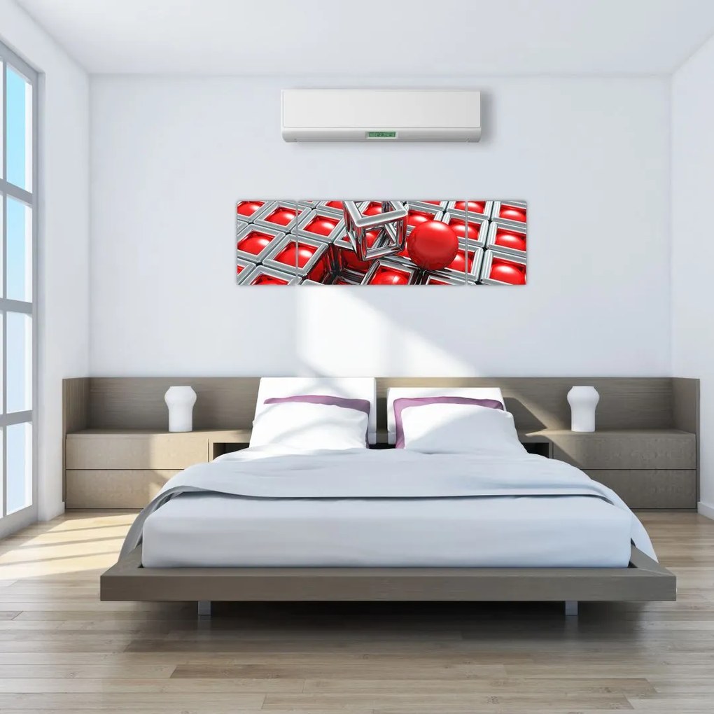 Obraz - 3D metaliczna abstrakcja (170x50 cm)