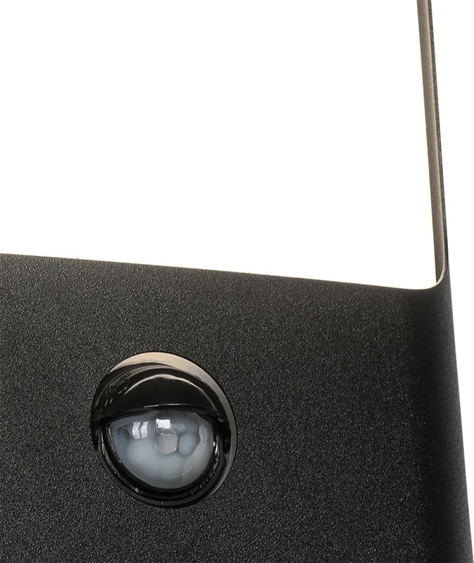 Lampa ścienna czarna z LED IP44 z czujnikiem ruchu - Khuvan