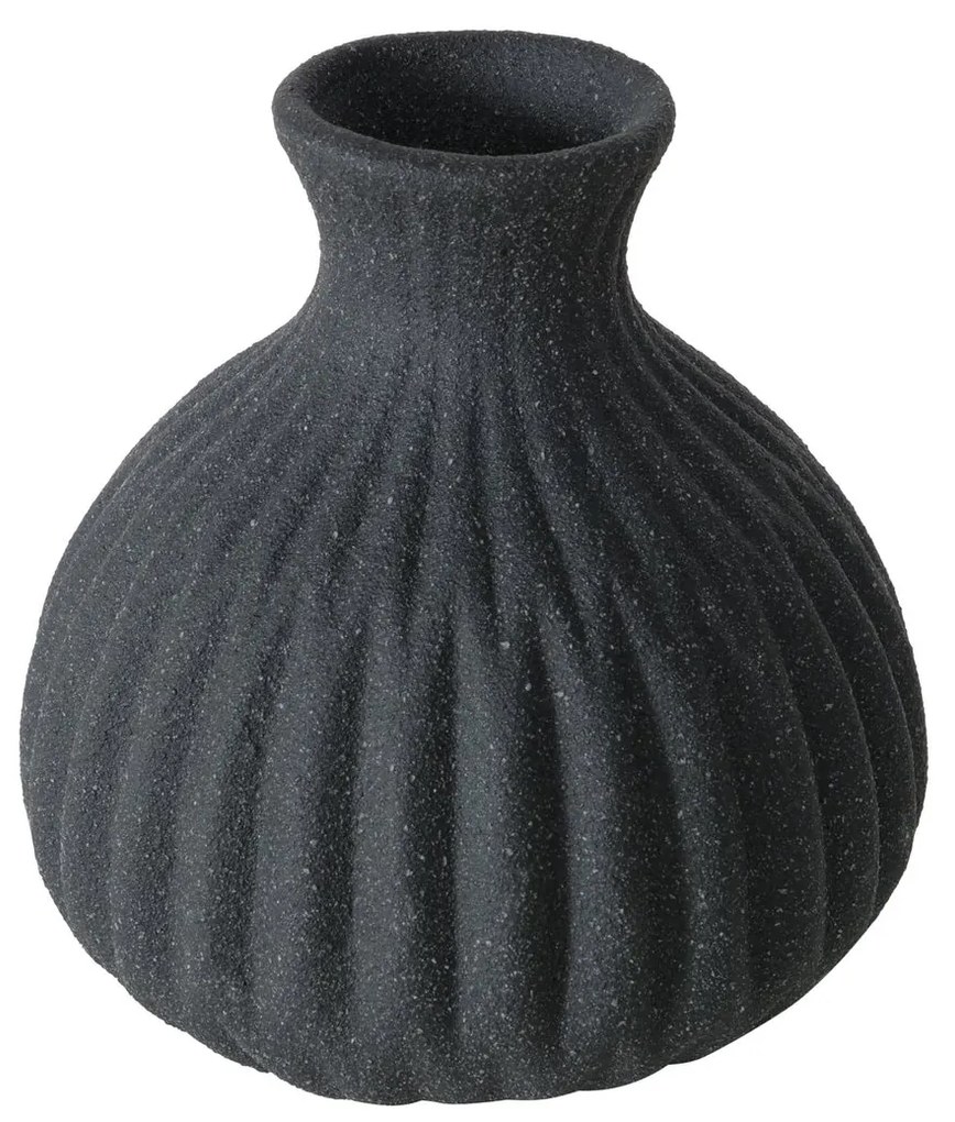 Wazon ceramiczny w prążki ESKO, czarny mat