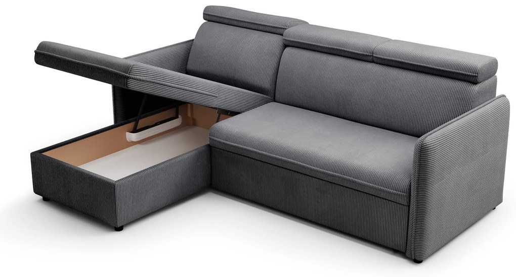 Narożnik z funkcją spania Barcelia Mini uniwersalny lewy/prawy - szary sztruks łatwoczyszczący Anafi 03