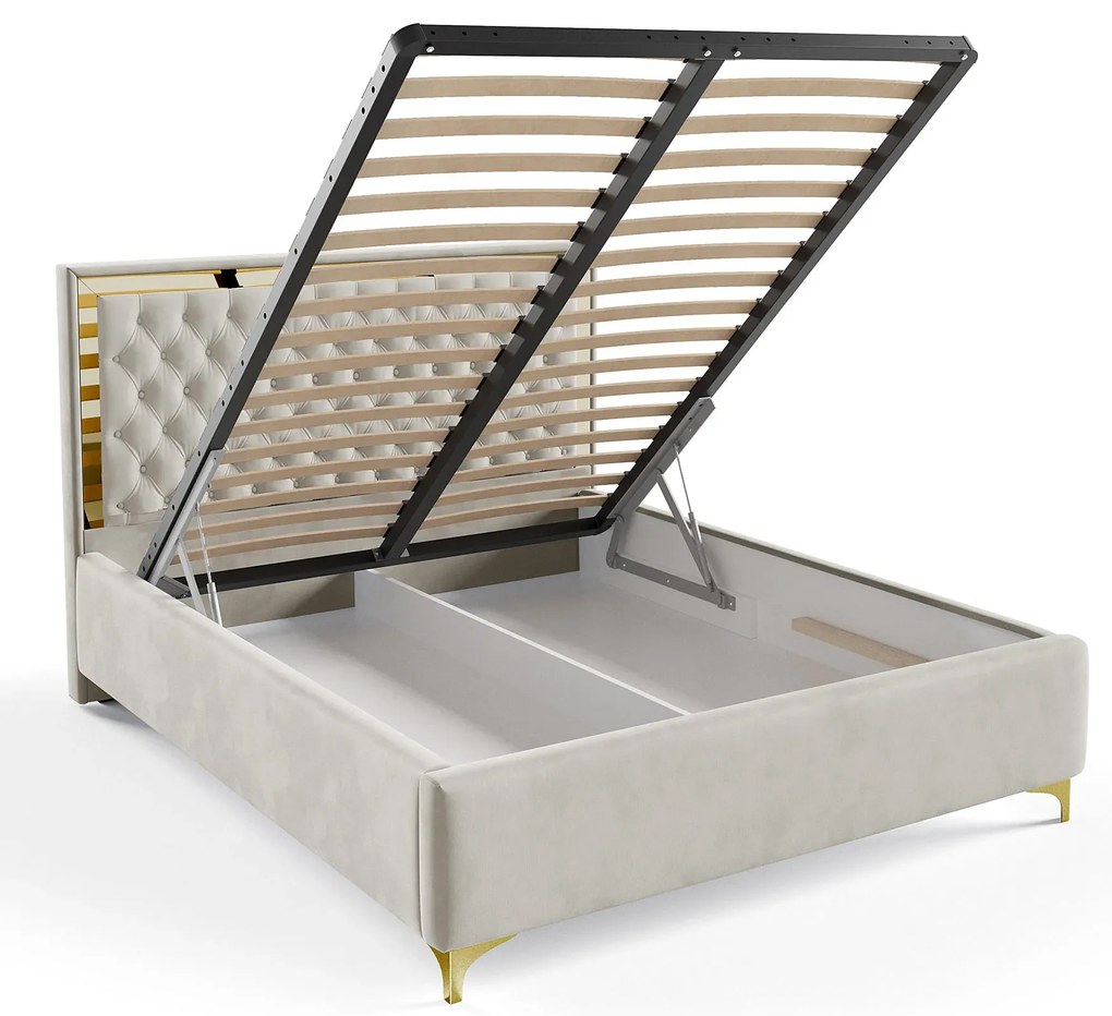 Białe pikowane łóżko w stylu glamour G1-P73