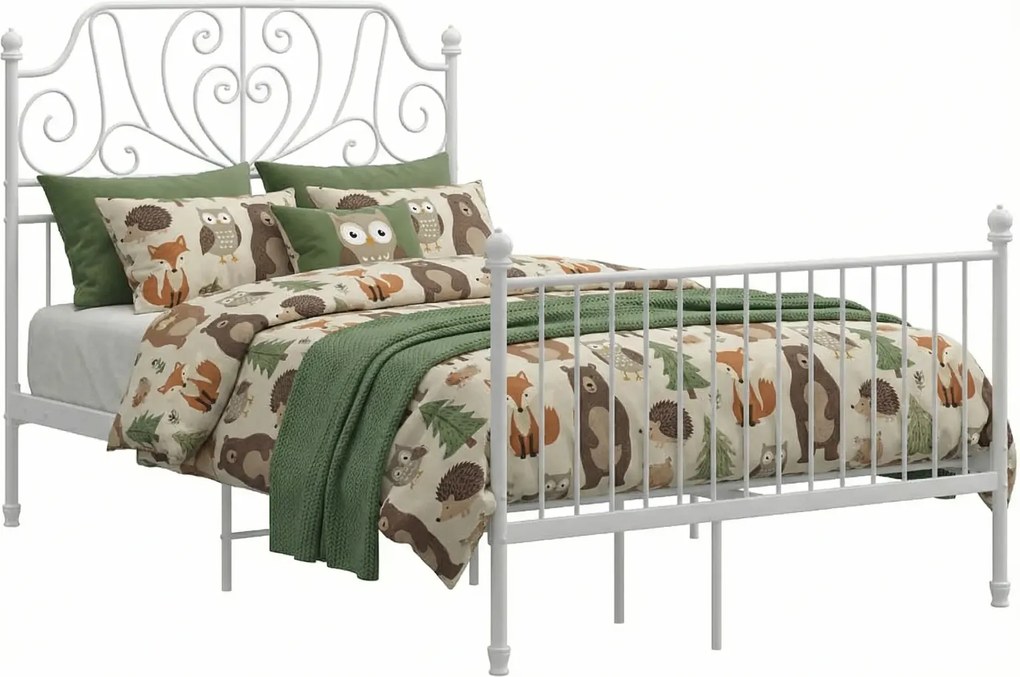 Białe industrialne łóżko metalowe 120x200 cm N0-B92