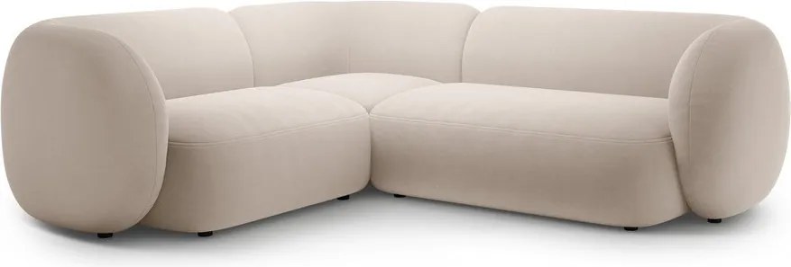 Beżowy aksamitny narożnik (lewostronny/w kształcie litery L) Kate – Micadoni