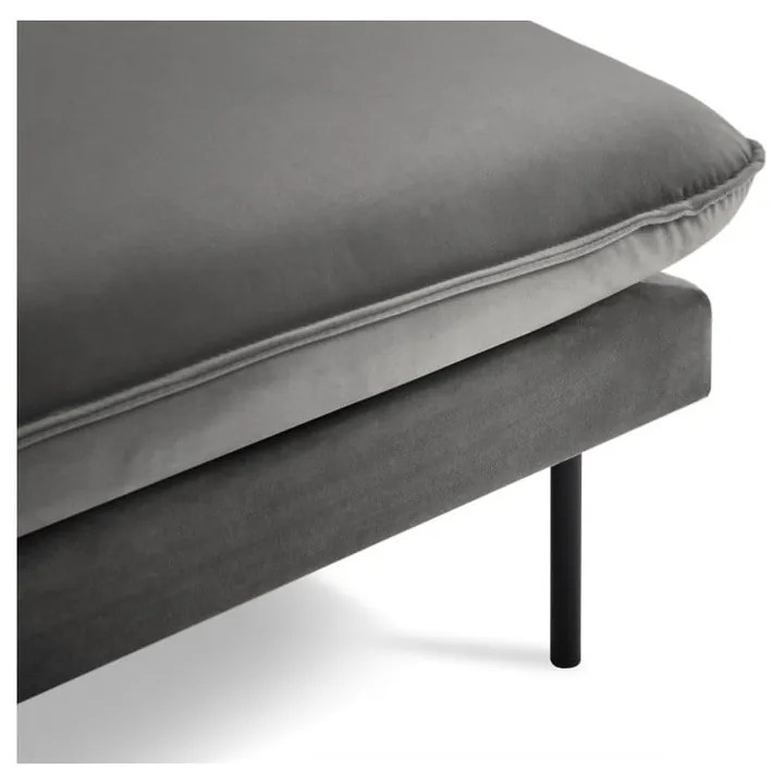 Ciemnoszara narożna aksamitna sofa prawostronna Cosmopolitan Design Vienna